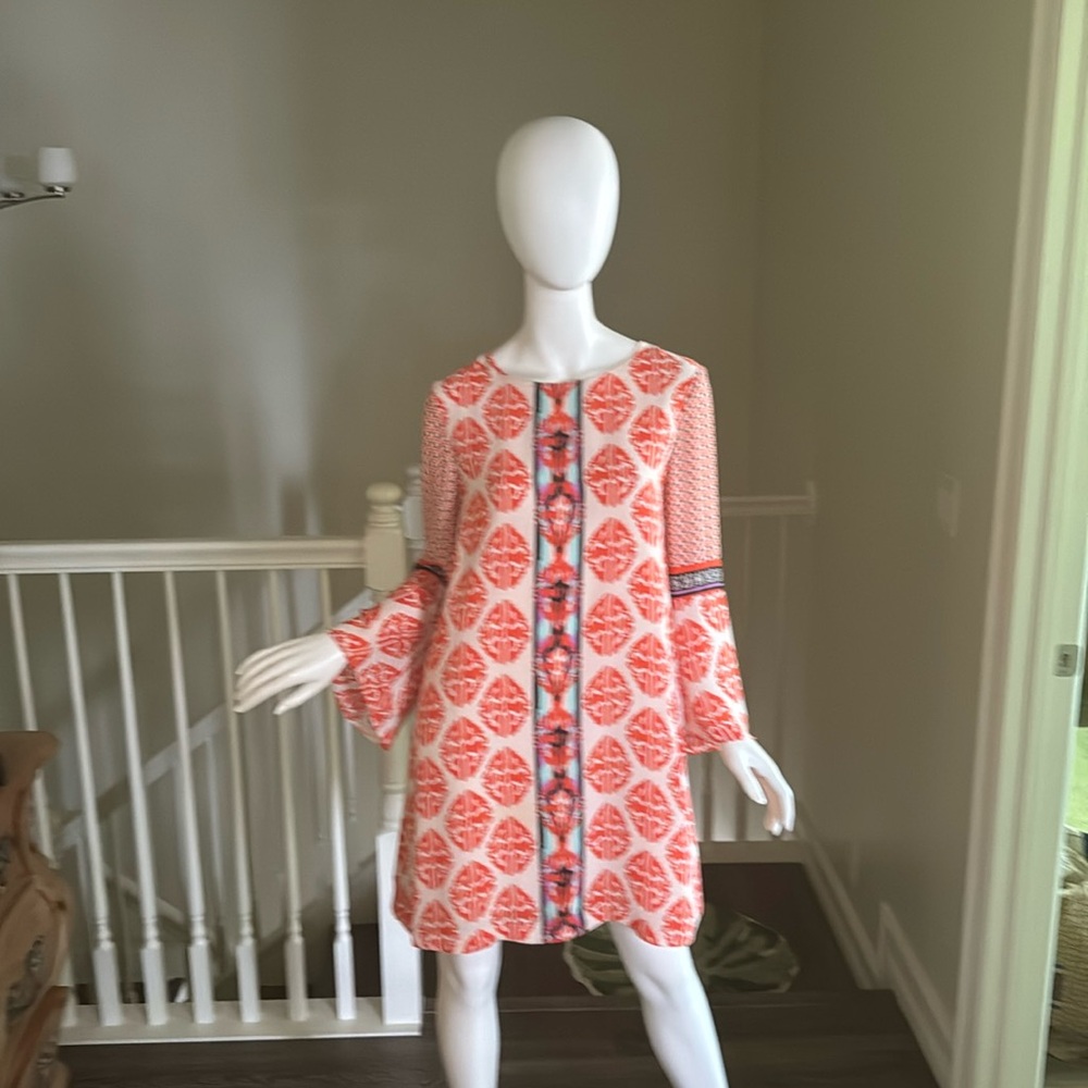 Bohemian Hippie Leisure Shift Dress Orange Aqua Black Purple